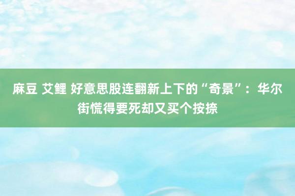 麻豆 艾鲤 好意思股连翻新上下的“奇景”：华尔街慌得要死却又买个按捺