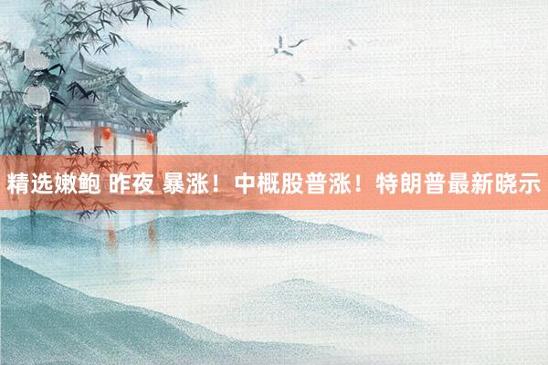精选嫩鲍 昨夜 暴涨！中概股普涨！特朗普最新晓示